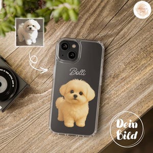 Personalisierte Handyhülle mit Haustier Cartoon & Name – Individuelle Clear Case für iPhone Samsung – Geschenk für Tierliebhaber – Custom