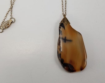 Vintage Montana Agate Stone Pendant Necklace