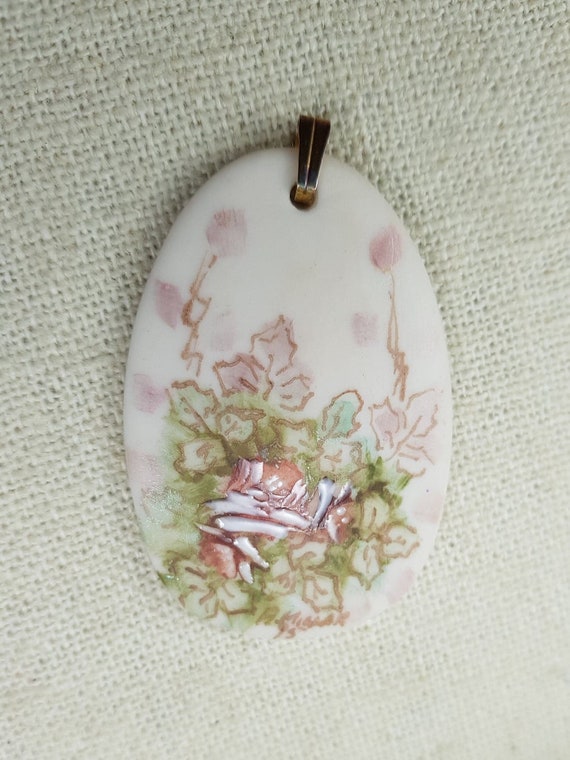 Handmade Porcelain Pendant - Painted and Signed - image 5