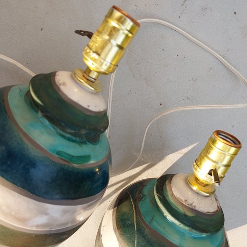 Vintage Raku Pottery Set shops of Table Lamps