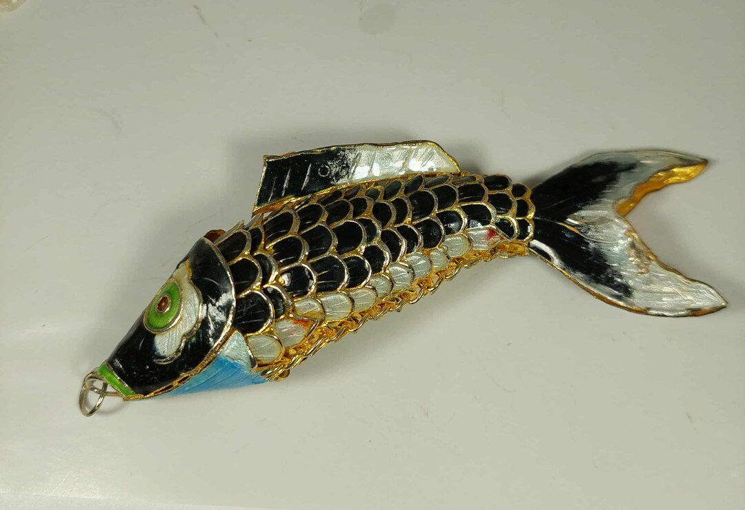 Large Vintage Cloisonne Articulated Fish Pendant - Etsy
