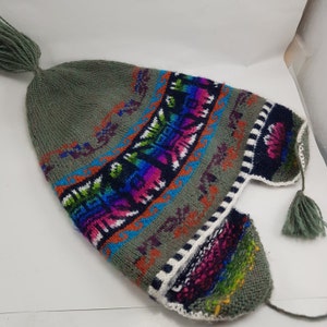 Small Child Icelandic Peruvian Handmade Balaclava Wool Hat