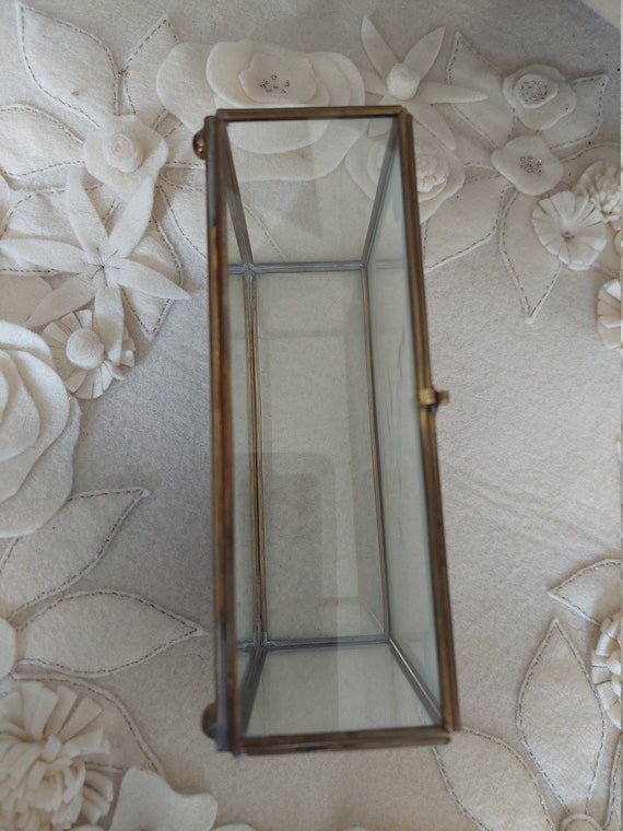 Etched Bird Glass and Brass Mirrored Jewelry Box - image 4