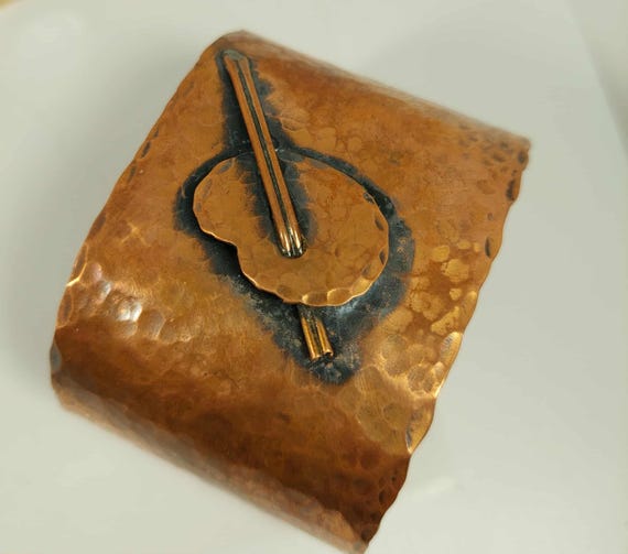 Vintage Solid Hammered Copper Artisan Artists Cuf… - image 2