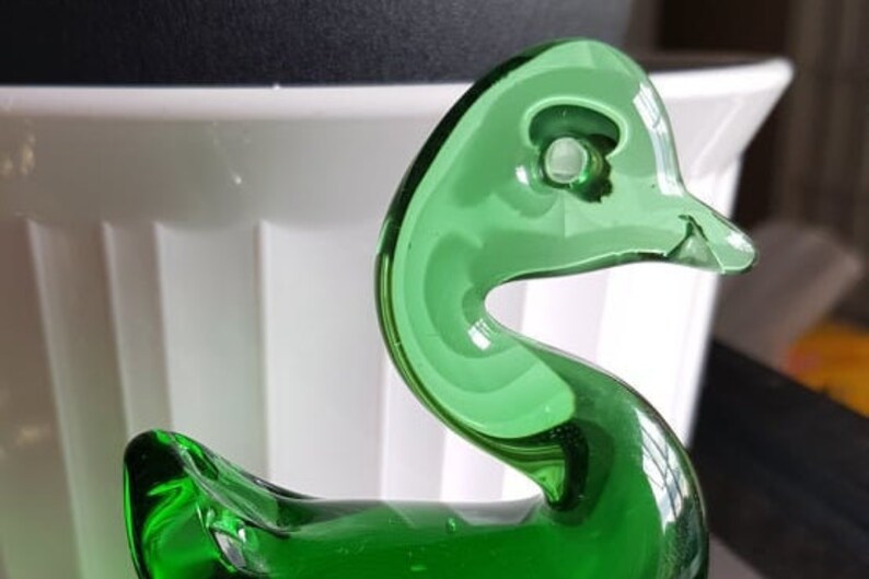 Vintage Murano Swan Green Glass Figurine
