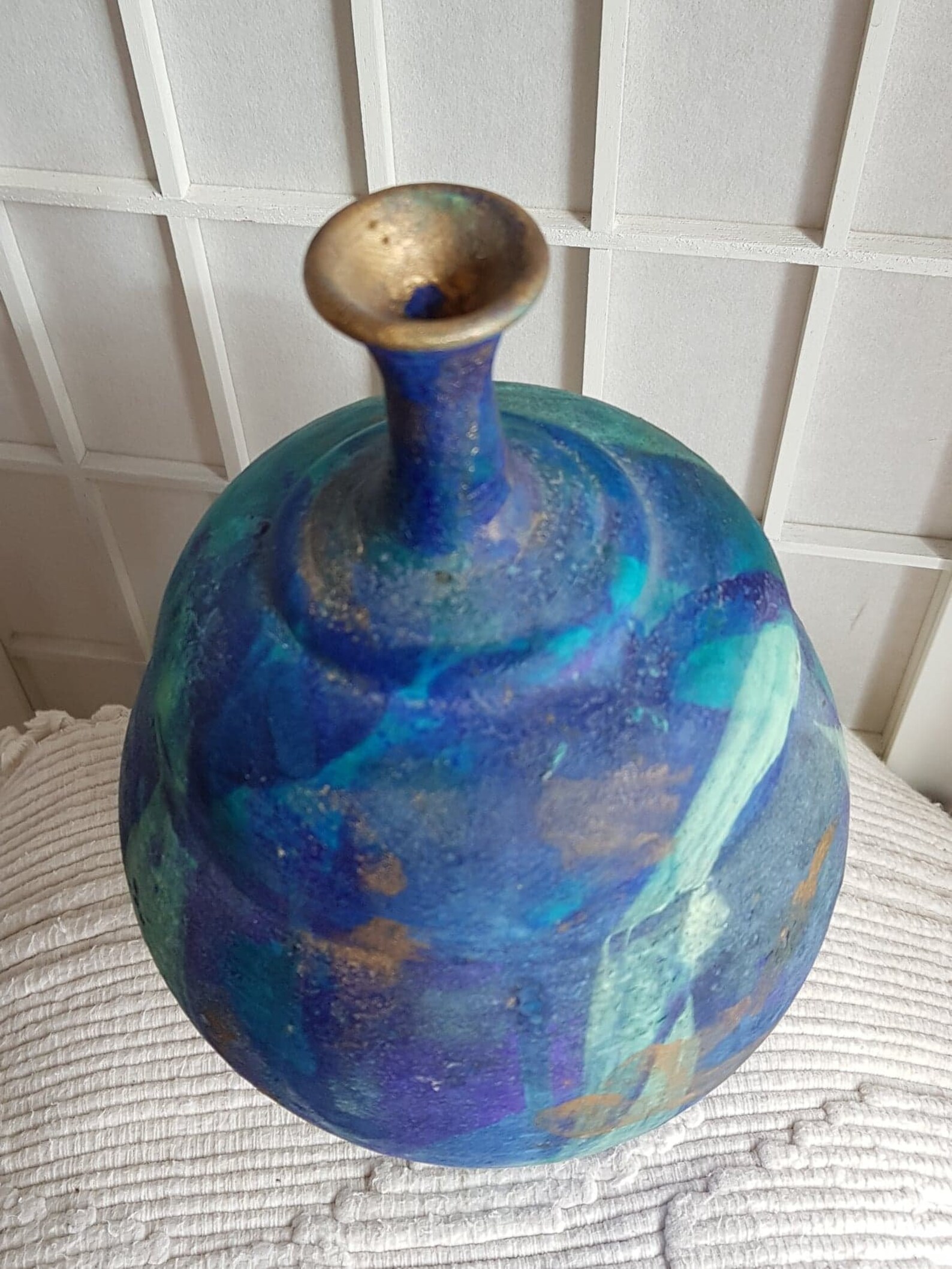 Vintage Matt Blue Purple Pottery Vase Vessel Etsy