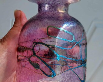 Robert Held Blue Iridescent Art Glass Vase Signed - Etsy