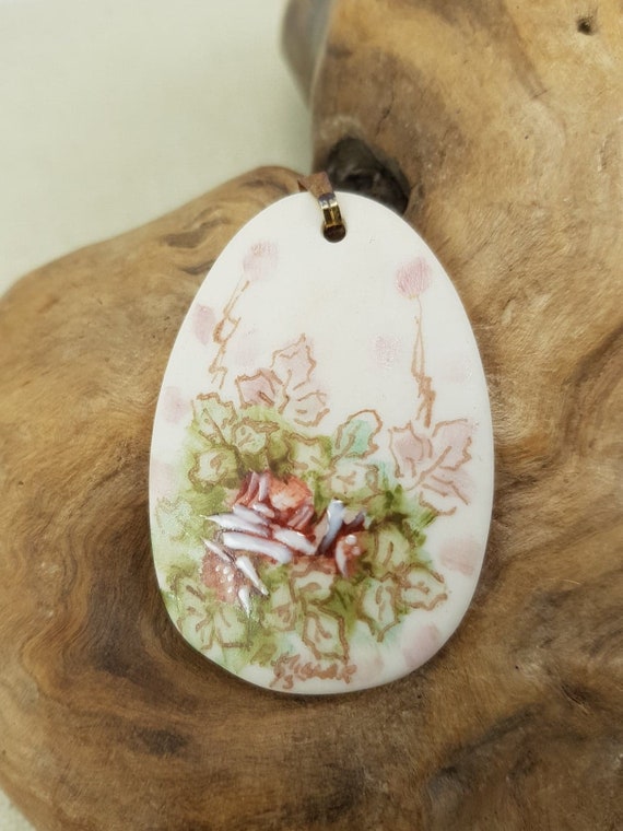 Handmade Porcelain Pendant - Painted and Signed - image 4