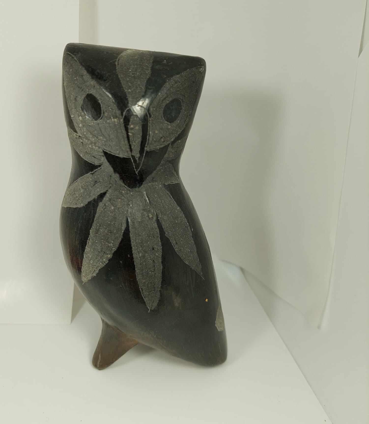 70s, Mexican, Hand Painted, Tonala, Owl, Figurine, 6 inches