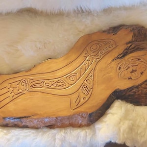 LARGE Deeply Carved First Nations SEAL and FROG , Northwest Native Design ( First Nations People )  32.5 Inches long