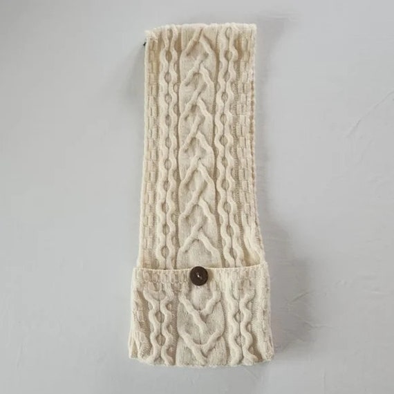 Carraig Donn 100% Merino Wool Cable Knit Scarf Iv… - image 4