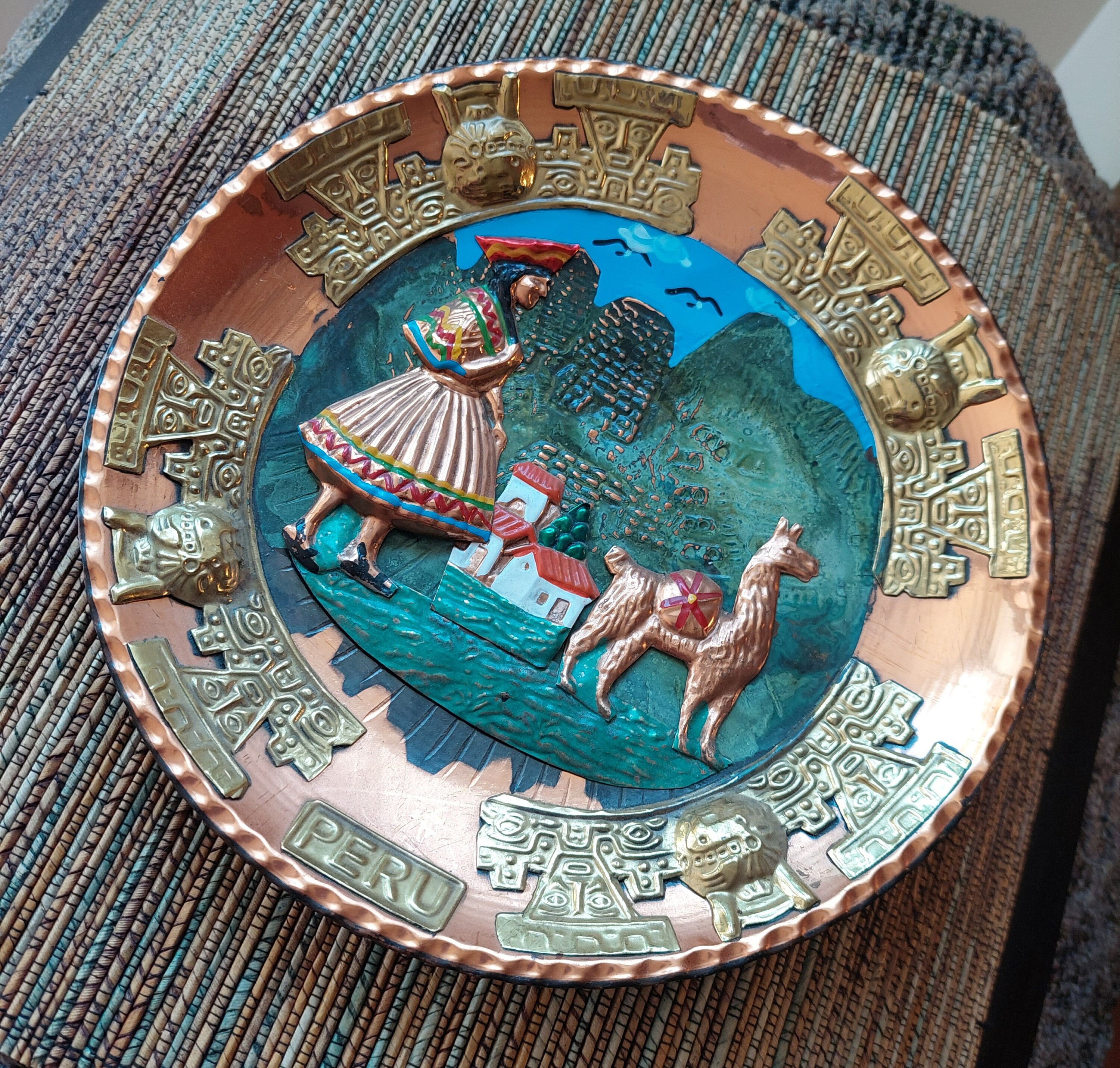 Vintage Peruvian Copper Llama Andes Wall Plate Etsy Ireland
