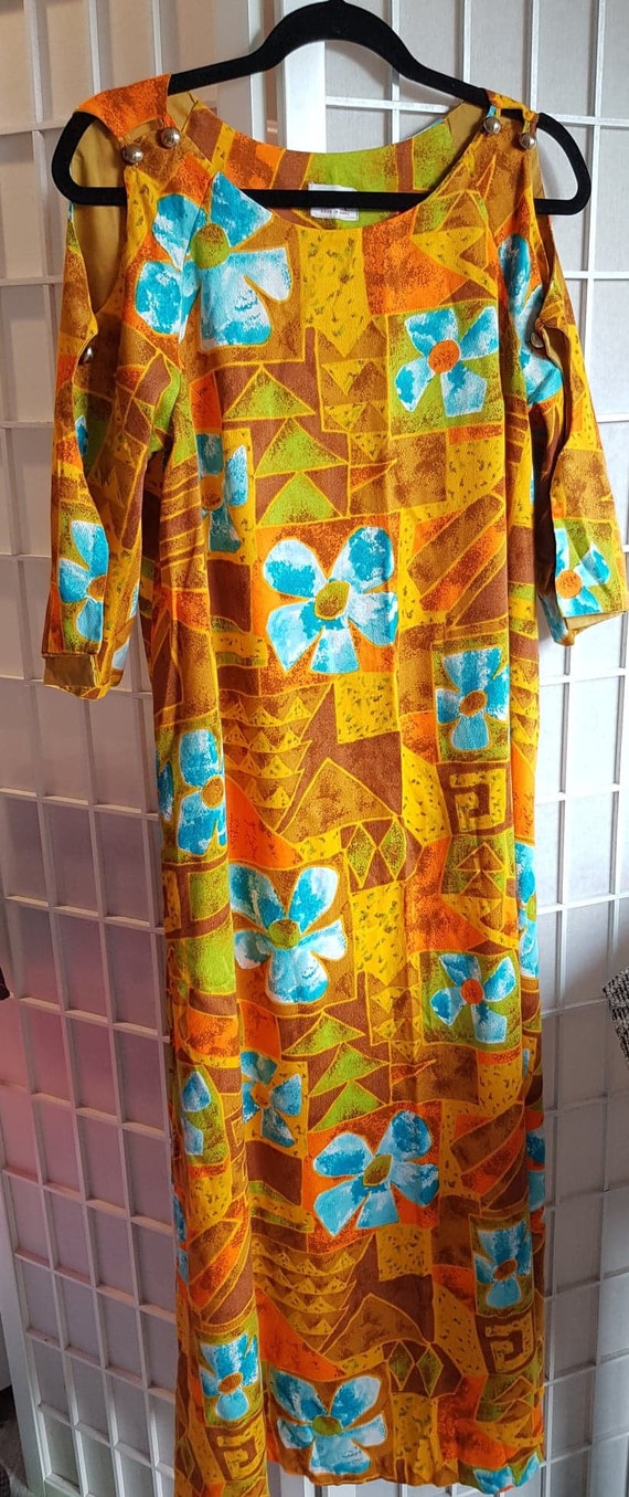 Vintage Hawaiian Ladies Cotton Fancy Long Dress- K