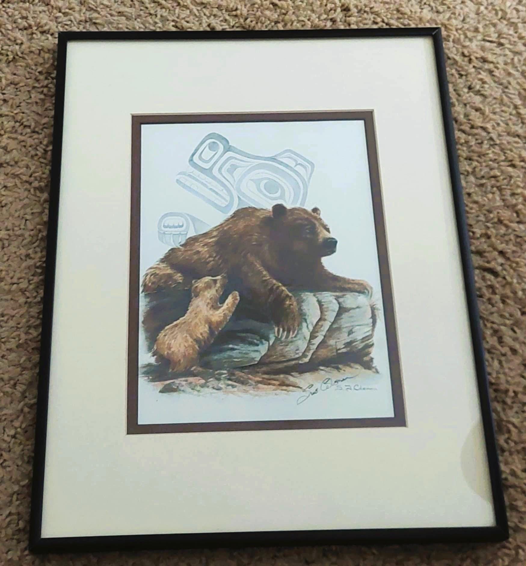 HAND SIGNED Vintage Sue Coleman Native Design Matted Print Picture