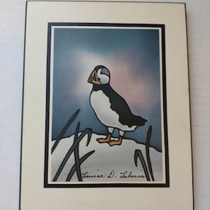 Puffin Picture on Wood Block 5.5 x 7 inches