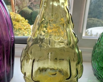 Jeannie Flasche Olivine Green Design Italian Made, Hohe Deckelflasche aus Glas