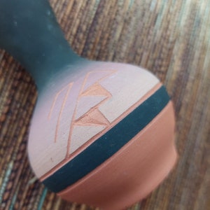 Beautiful hand-painted and Carved Navajo Pottery Small Vase