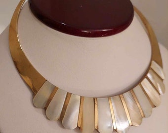 Vintage Shell and Brass Small Choker Collar