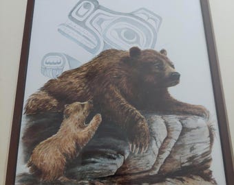 HAND SIGNED Vintage Sue Coleman Native Design Matted Print Picture