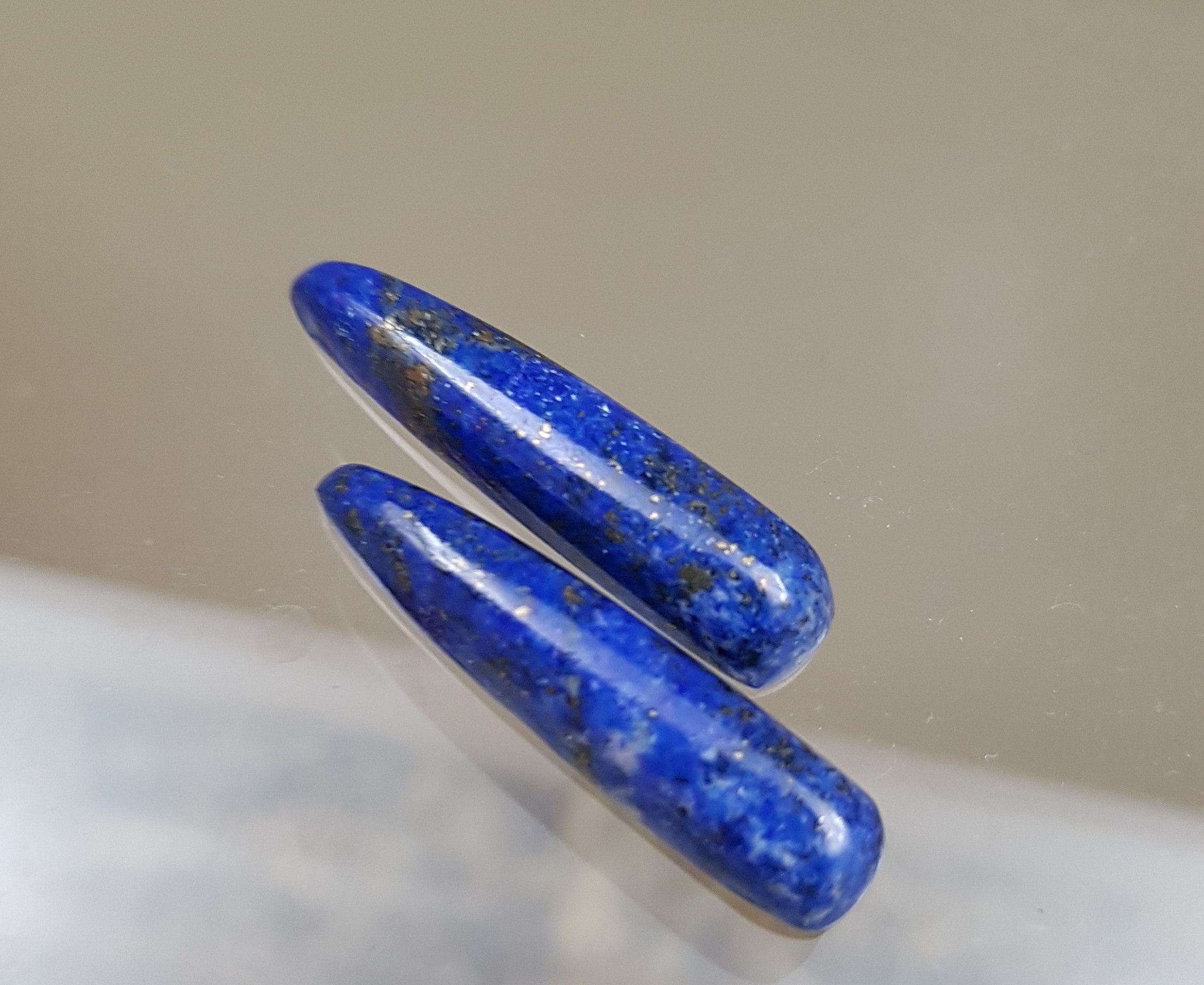Vintage Genuine Lapis Lazulu Stone Solid Bullet Shaped Beads- Non Drilled