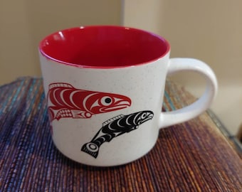 Large Native Salmon Design Mug, Canada First Nations