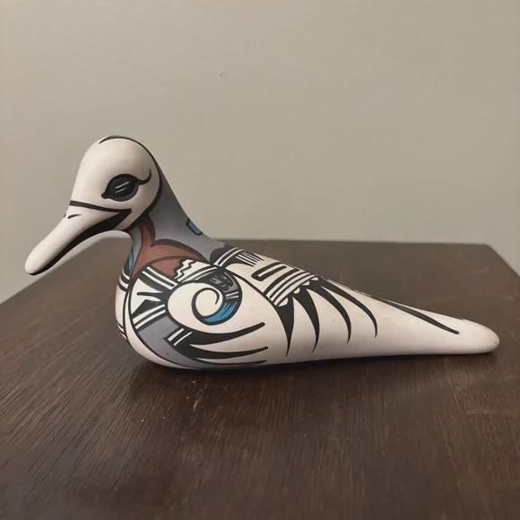 Vintage Desert Pueblo Pottery Hopi Bird Hand Painted Porcelain
