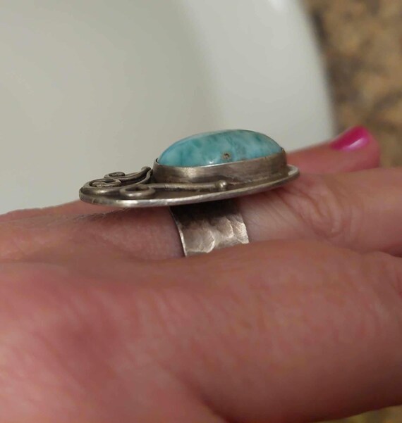 Larimar Ring Sterling Silver, Large Statement Rin… - image 5