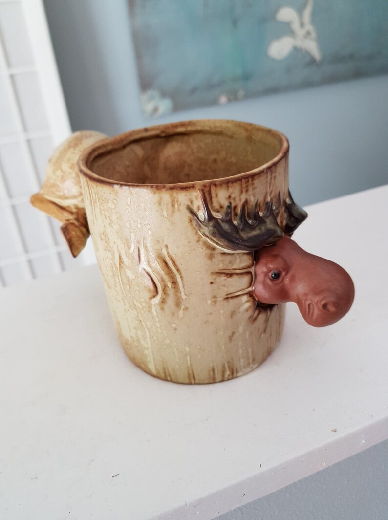 Comical Handmade Moose Ceramic Stoneware Mug