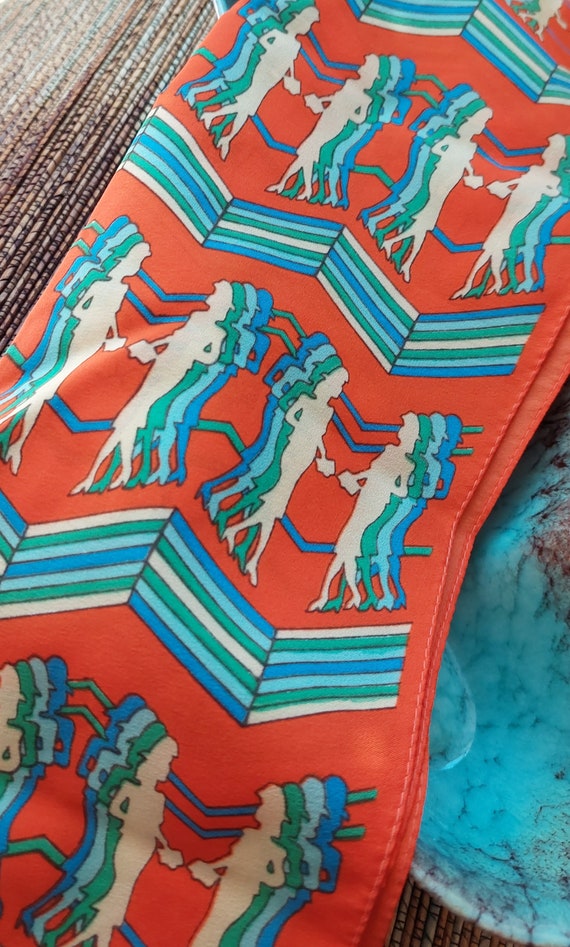 Retro Double Ladies Design Bright Coloured Scarf,… - image 1