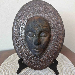 30cm große Raku Keramik Maske, signiert mit LITTLE STAR