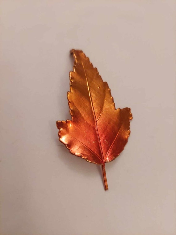 Copper Electroplated Natural Leaf Brooch
