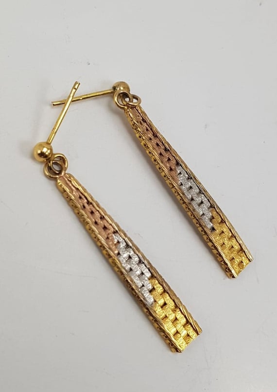 Vintage Chain Link Gold, Bronze and Silver Stud Ea