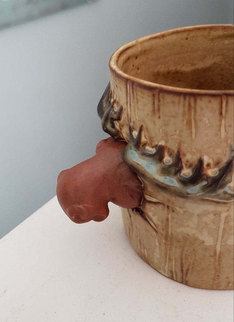 Comical Handmade Moose Ceramic Stoneware Mug