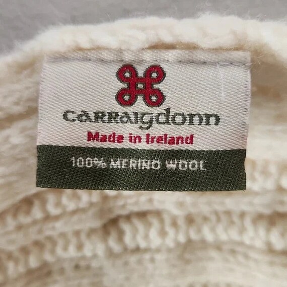 Carraig Donn 100% Merino Wool Cable Knit Scarf Iv… - image 3