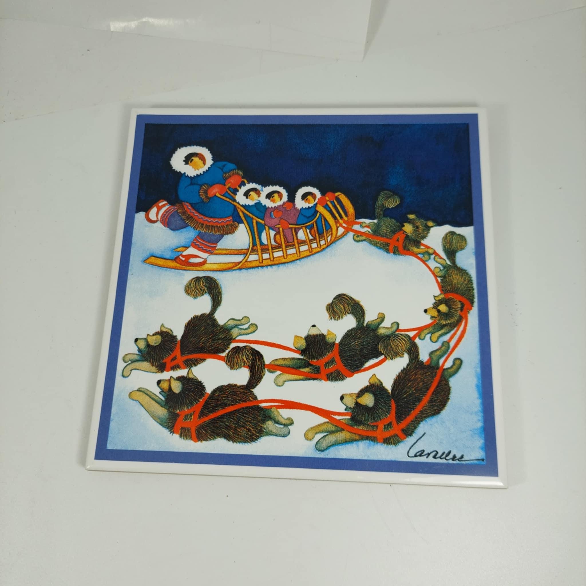 Barbara Lavallee Tile , Trivet , Alaskan Native Art; Alaskan Artist; Indian Art; Alaska Native