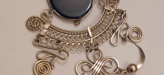 Peruvian Lapis Silver Pendant Style Necklace - image 6