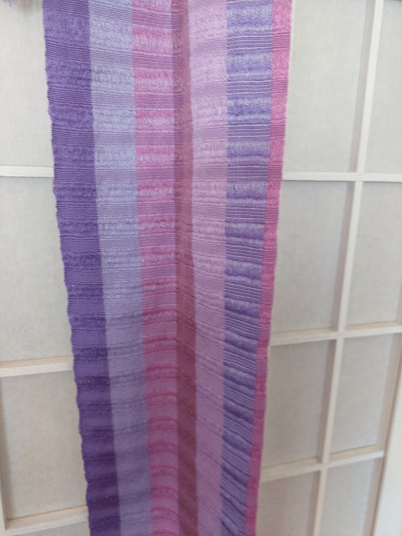 Purple woven Cotton Scarf with Tassels - image 7