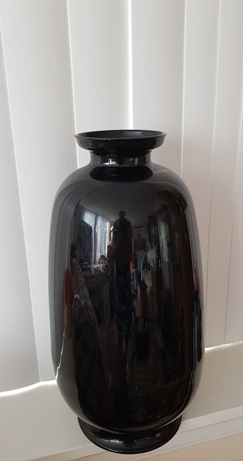 Vintage Tall Black Lacquer Inlaid Abalone Shell Vase Etsy