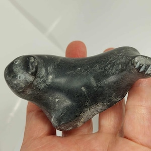 Vintage Inuit Grey Soapstone Seal, 3 Inches