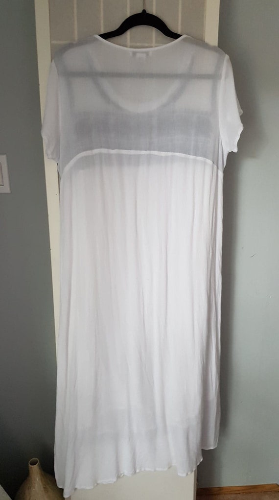 White Cotton and  Blue Embroidered long Sundress … - image 7