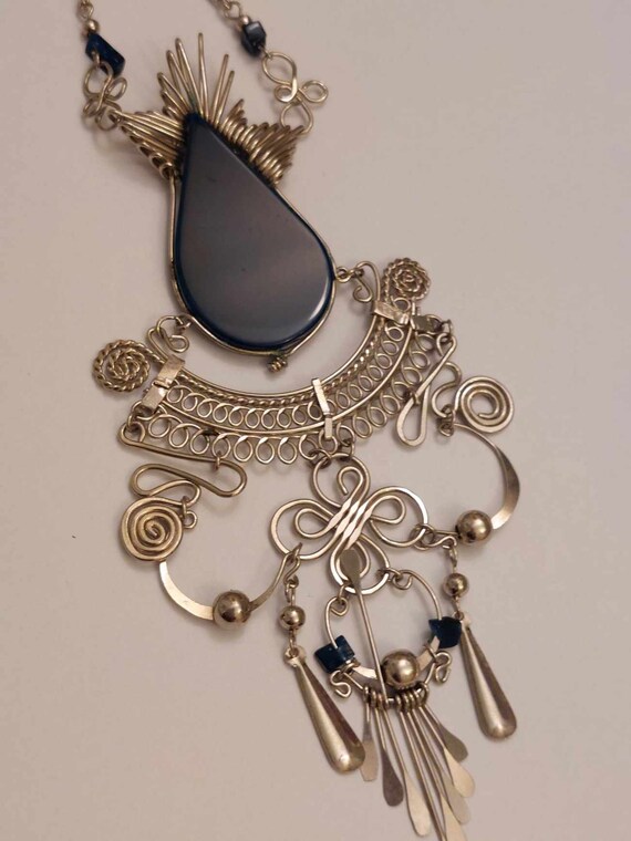 Peruvian Lapis Silver Pendant Style Necklace - image 2