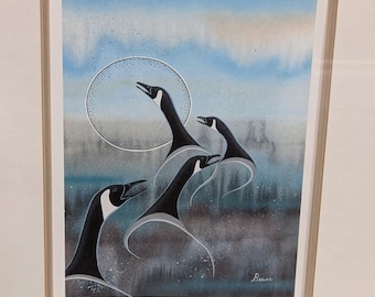 Signed Vintage First Nations "Moonlight Prelude "Art Framed Print Signed- Rick Beaver