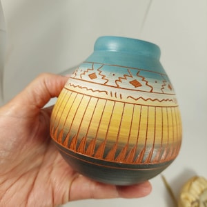 Vintage Small Navajo Pottery Vase-Hand Crafted/Painted- South West Art