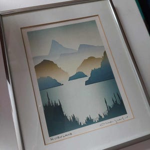 Vintage Peter Markgraf Canadian Serigraphy Artist, Matted Framed Art, British Columbia, Canada,RUBY LAKE