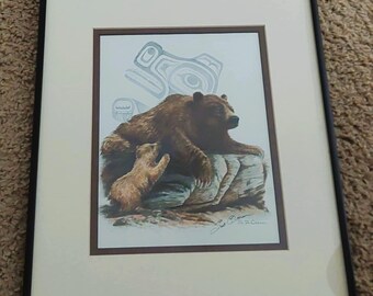 HAND SIGNED Vintage Sue Coleman Native Design Matted Print Picture