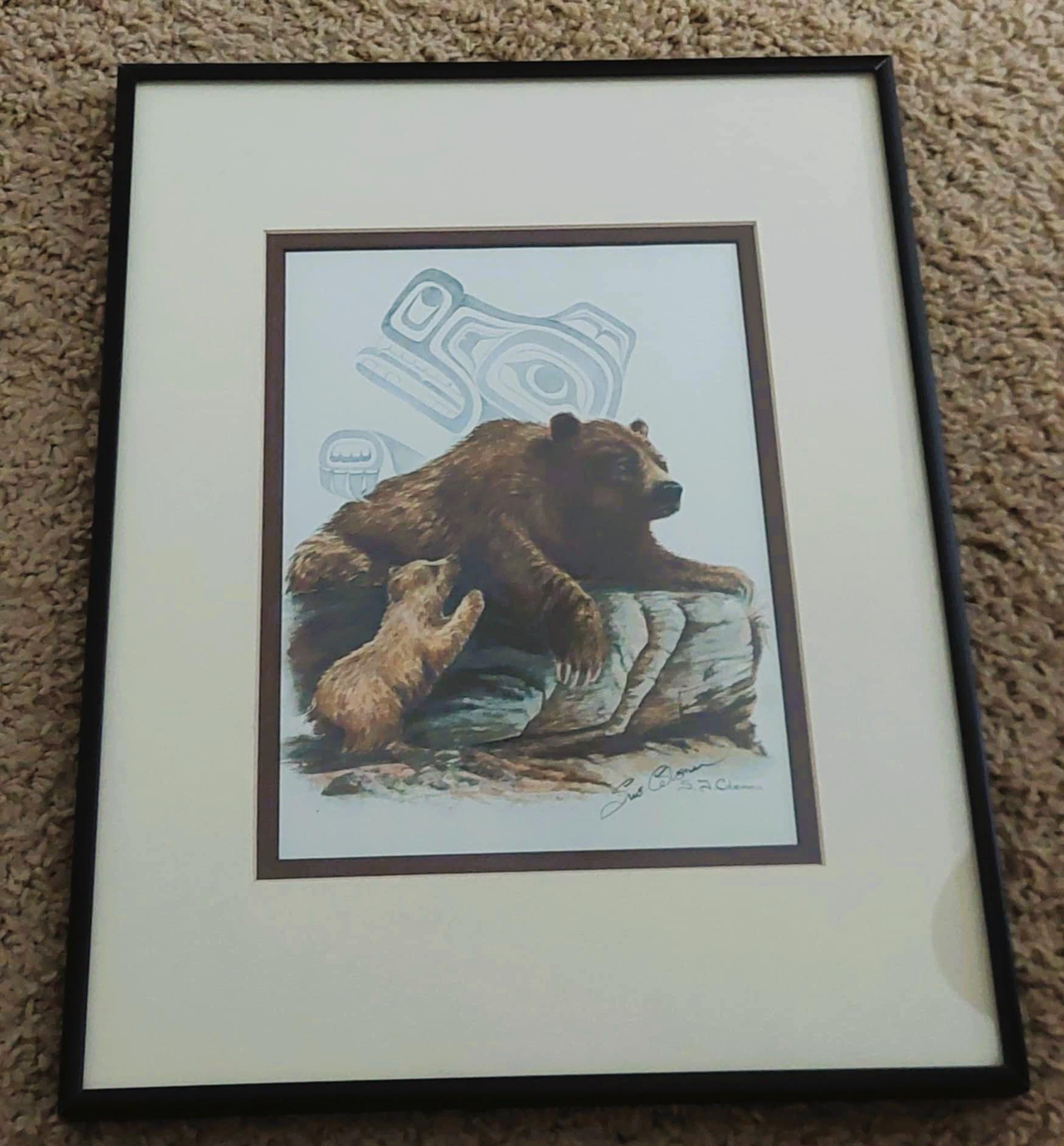 HAND SIGNED Vintage Sue Coleman Native Design Matted Print Picture