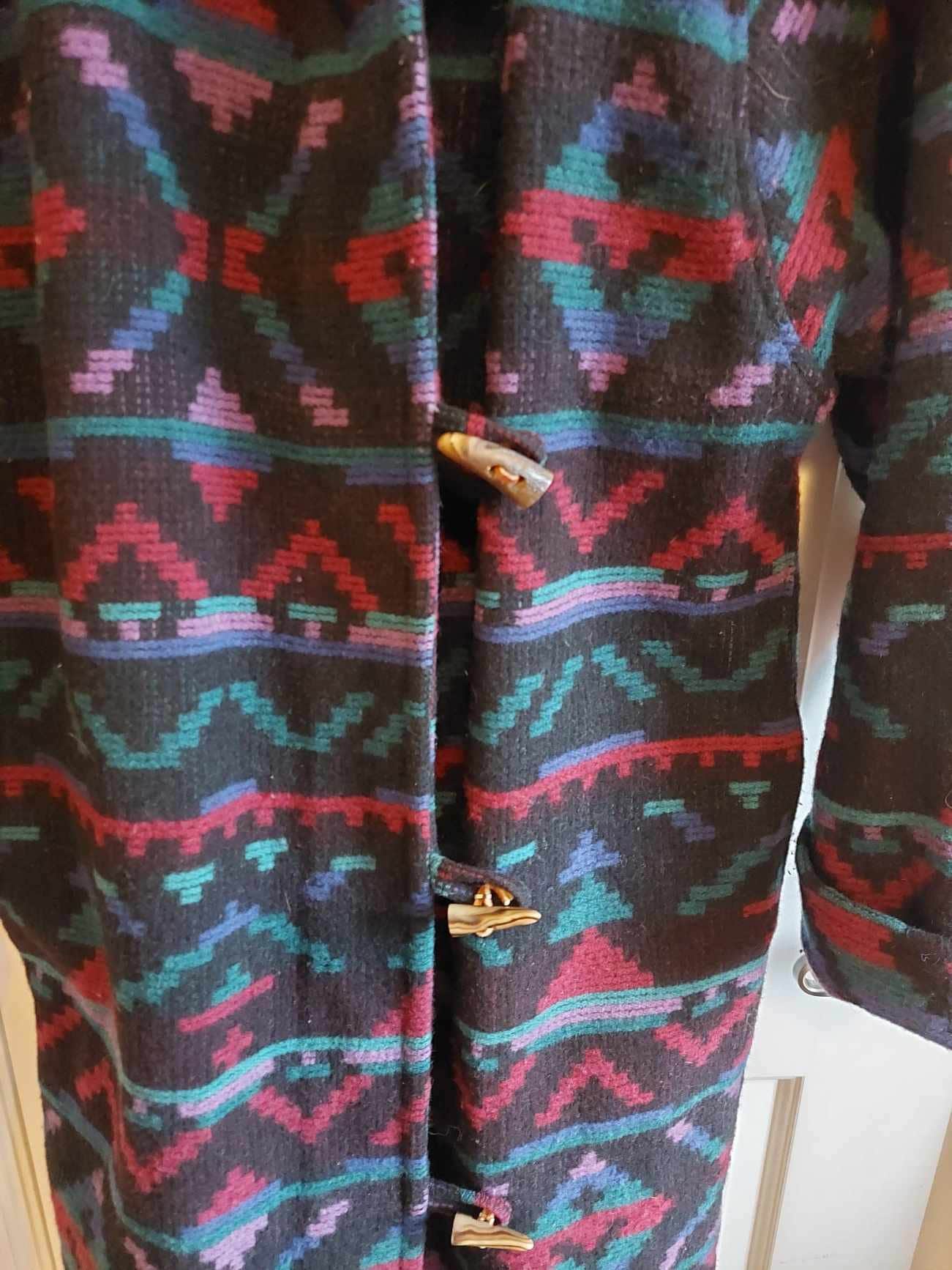 Vintage Woolrich Long Wool Coat Navajo Design- Size Small to