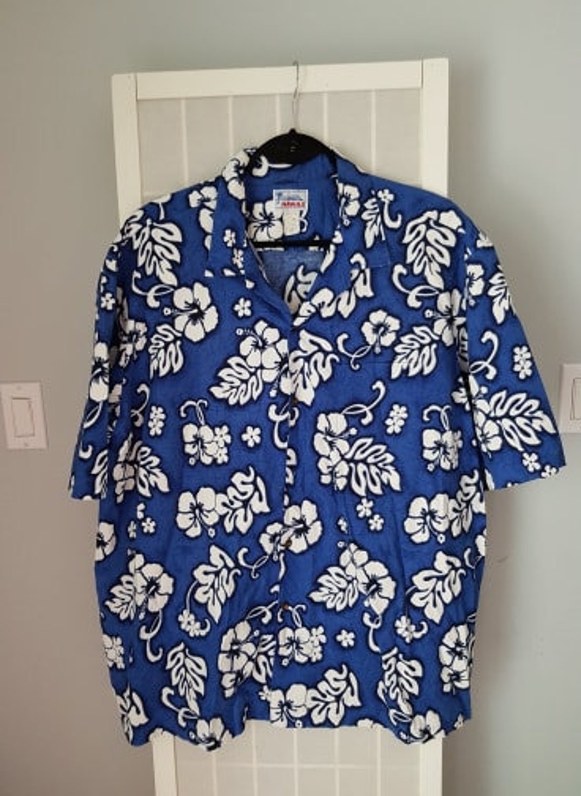 Vintage Hawaiian Blue and White Shirt Mens size 4XL 100 % | Etsy