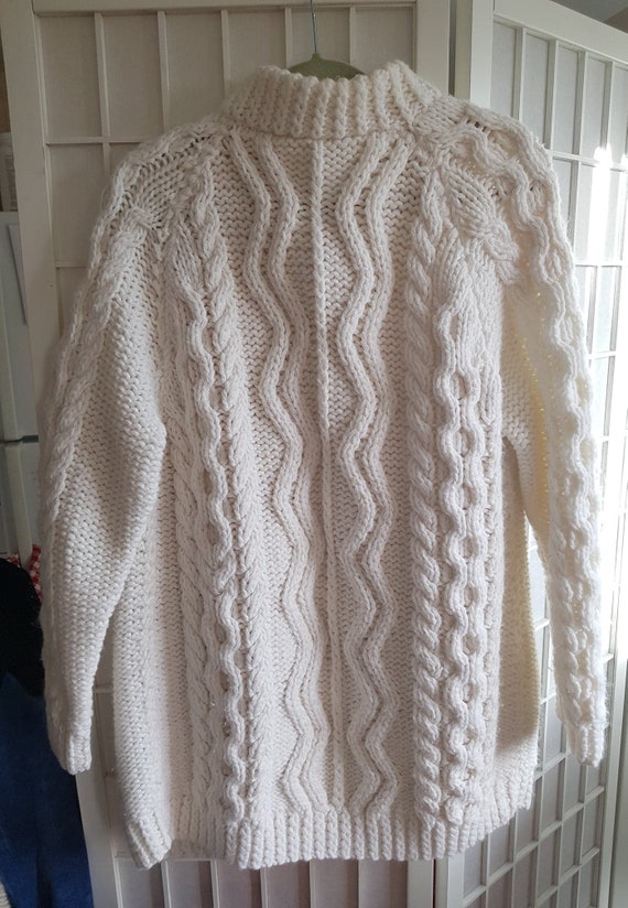 Cable Knit Vintage White Button Up Sweater Ladies XL | Etsy
