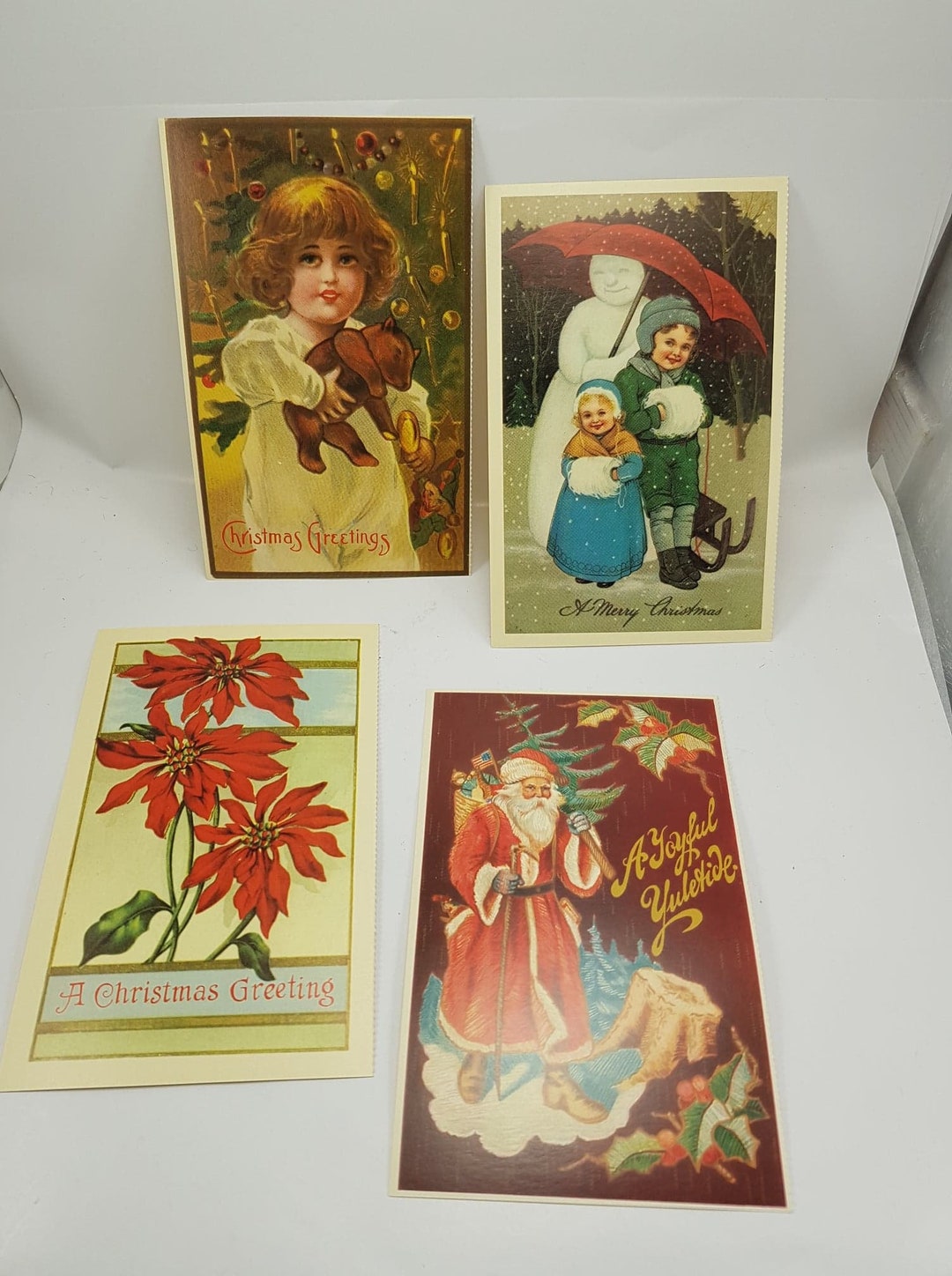 4 Antique Vintage Christmas Embossed Postcards santa Red - Etsy